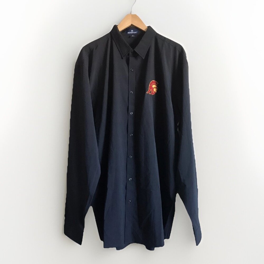 Vansport USC Trojans Long Sleeve‎ Button up Dress Shirt 2X Shirt Black